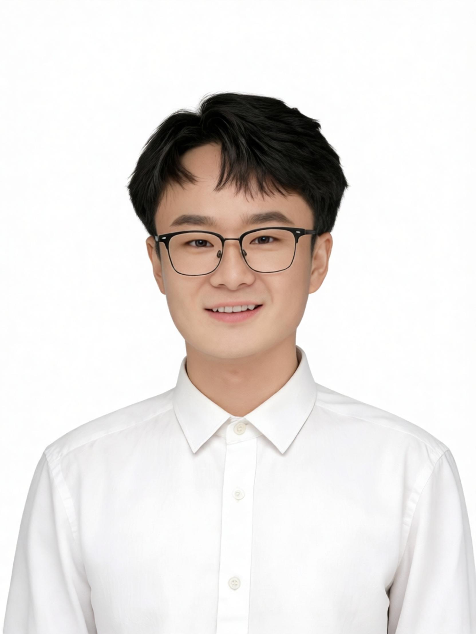 徐佳南身着白衬衣的彩色肖像